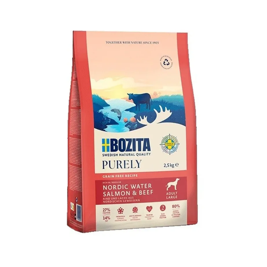 veise ja lõhega kuivtoit suurtele koertele 2,5 kg Bozita