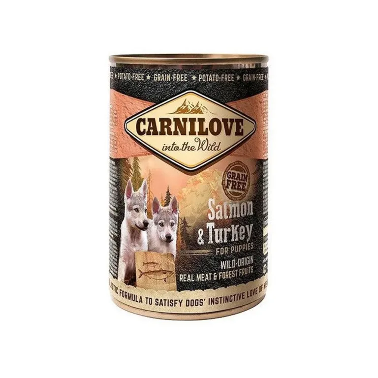 kalkuni ja lõhega märgtoit kutsikatele Carnilove 400g purk