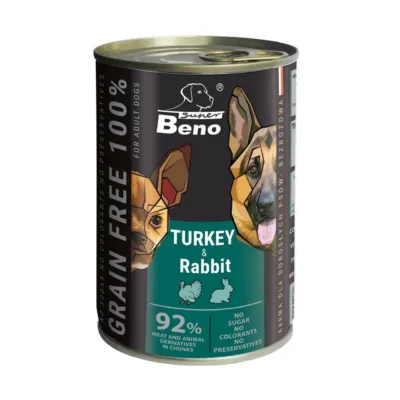 kalkuni ja küülikuga koeratoit Super Beno 415g purgis