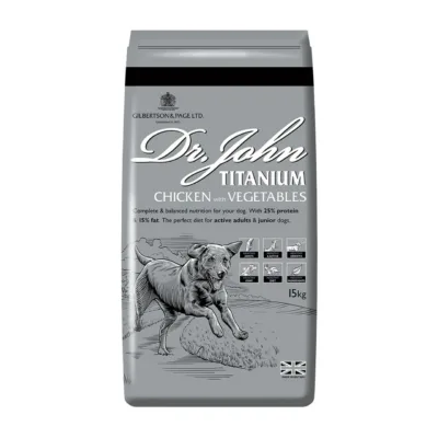Dr. John Titanium kanaga kuivtoit aktiivsele koerale 15kg pakk