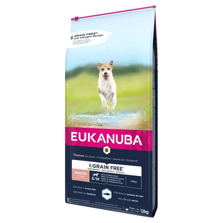 EUKANUBA gluteenivaba kala koeratoit seniorile 12 kg tagakülg