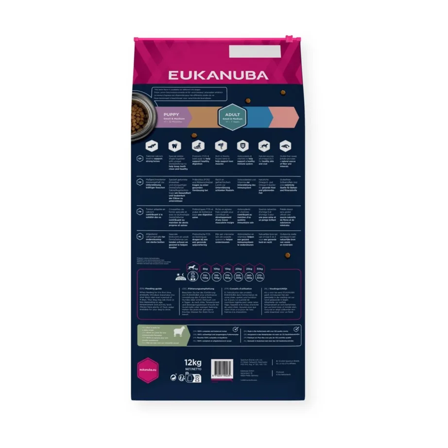 Eukanuba 12kg lambaga teraviljavaba koeratoit pakendi tagakülg