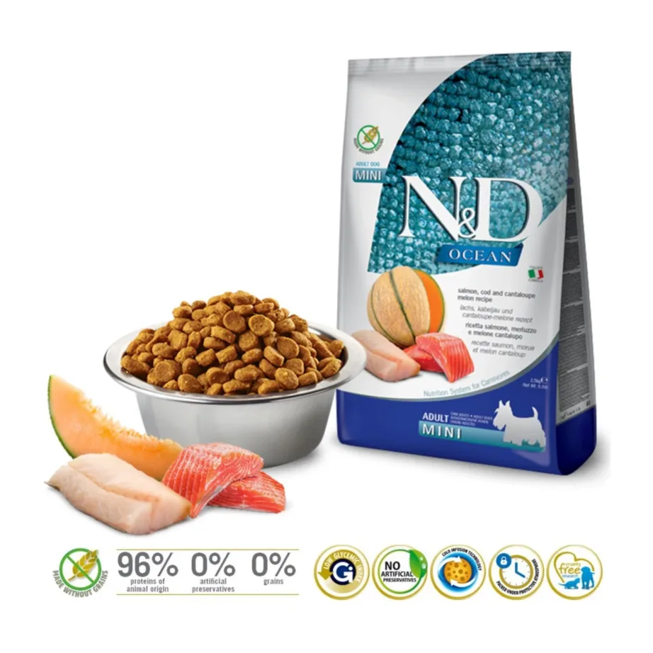 gluteenivaba koeratoit lõhe tursaga, Farmina N&D Ocean Adult Mini 2,5 kg