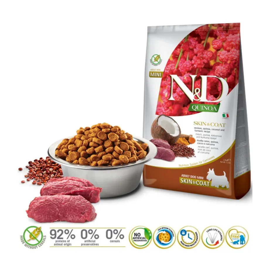 hirveliha ja kookosega koeratoit Farmina N&D Quinoa kuivtoit