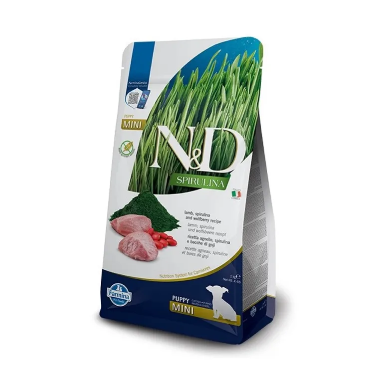 Farmina N&D Spirulina Puppy Mini lambalihaga kuivtoidu pakend