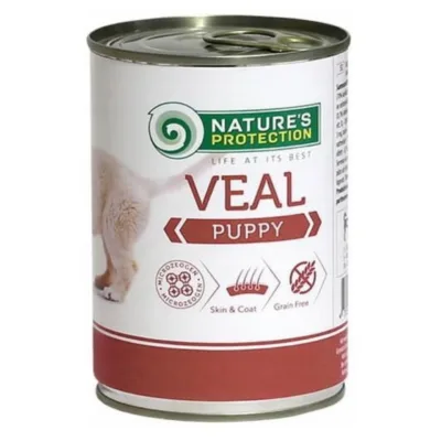 veiselihaga märgtoit kutsikatele Nature's Protection Puppy Veal 400 g