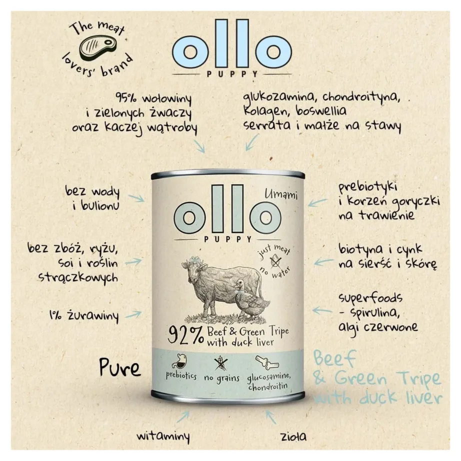 OLLO Puppy Umami 400g veiselihaga teraviljavaba märgtoit kutsikatele kõikidele tõugudele – 4