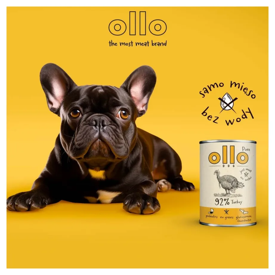 OLLO Pure Turkey 850 g gluteenivaba kalkunilihast märgtoit täiskasvanud koertele kõikidele tõugudele – 2