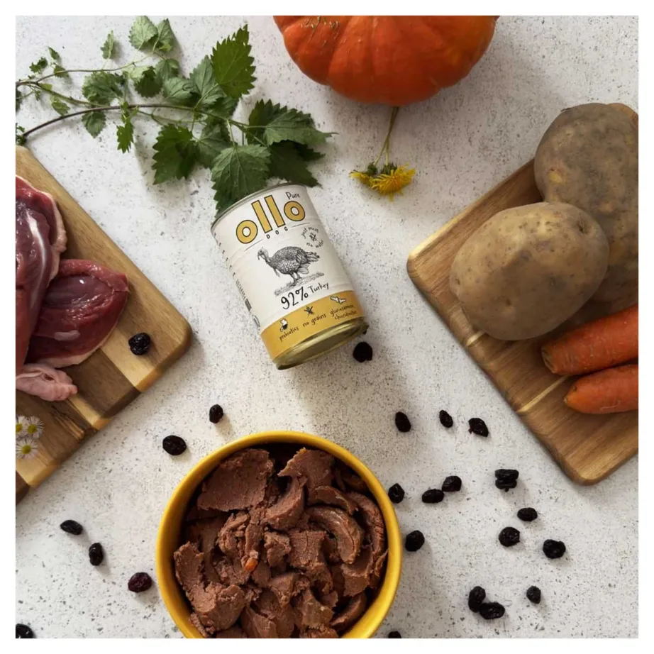 OLLO Pure Turkey 850 g gluteenivaba kalkunilihast märgtoit täiskasvanud koertele kõikidele tõugudele – 6
