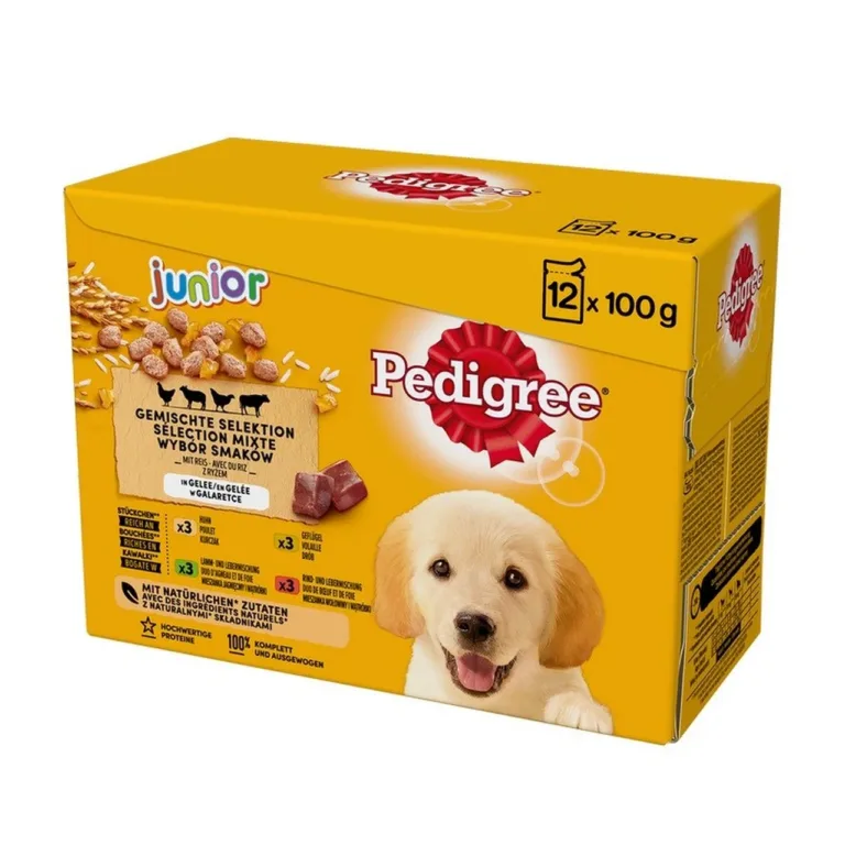 Pedigree Junior Selection Mix märgtoit kutsikatele karp parema külje vaates