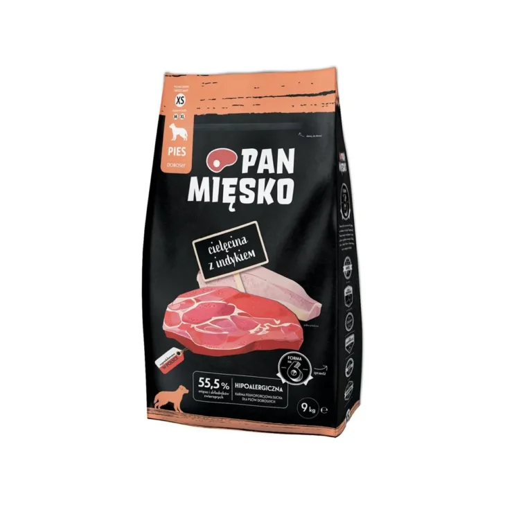 vasikaliha ja kalkuniga väikesele koerale kuivtoit PAN MIESKO XS 9kg