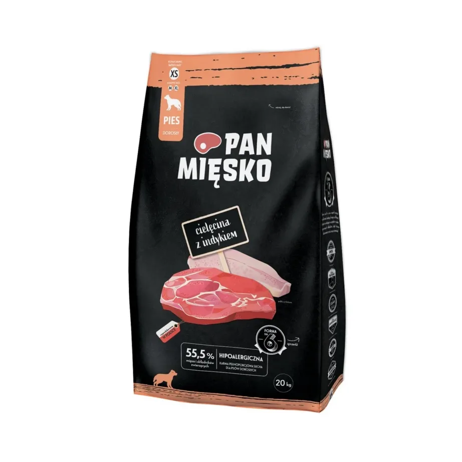 väikese koera kuivtoit vasikaliha PAN MIĘSKO 20kg kott