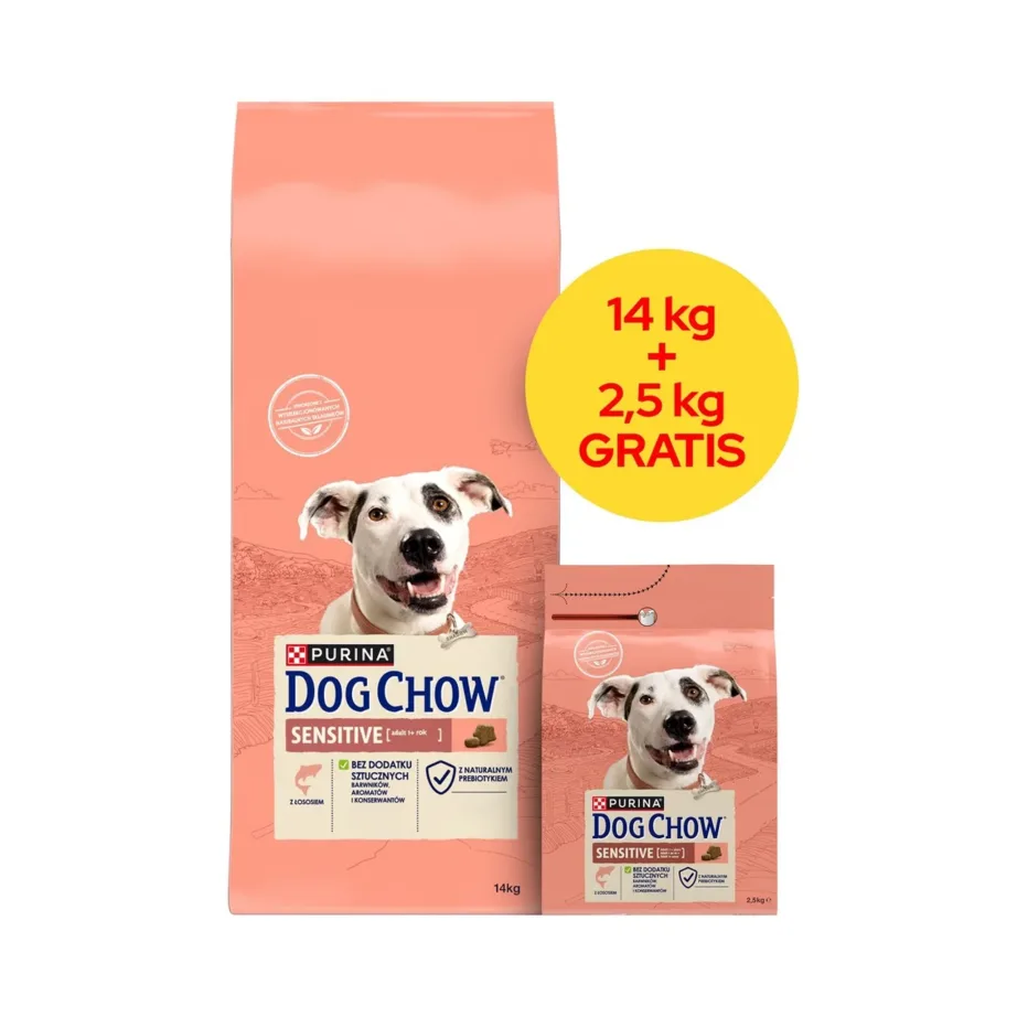Purina Dog Chow Sensitive Salmon 16,5 kg lõhega kuivtoit täiskasvanud koertele tundliku naha ja seedimise toetuseks