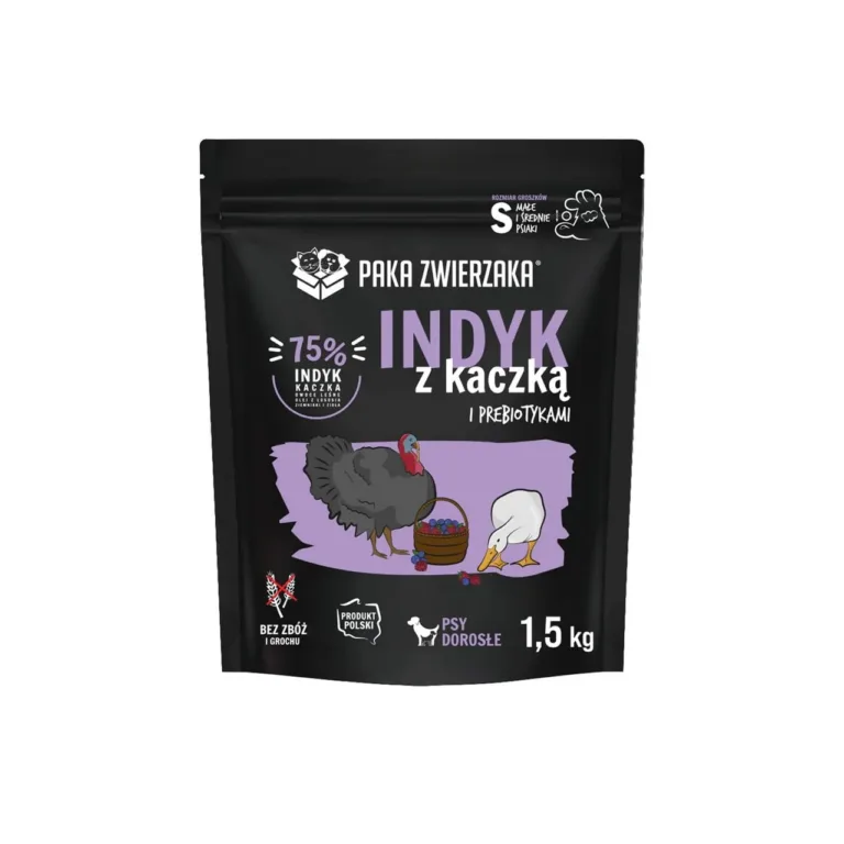 PAKA ZWIERZAKA kalkuni ja pardi kuivtoit koertele 1,5 kg pakk