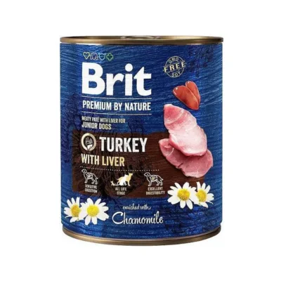 juniori kalkuni märgtoit koerale Brit Premium by Nature purgis