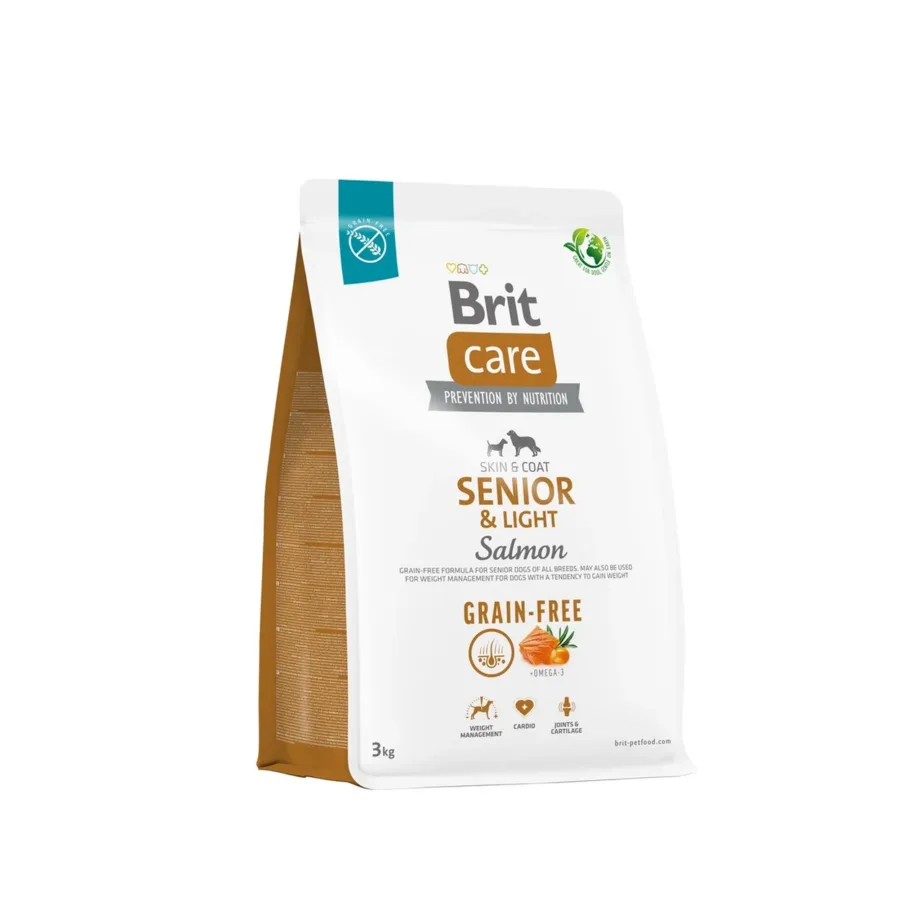 lõhega kuivtoit vanale koerale Brit Care Senior & Light 3 kg
