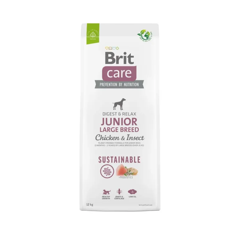 kana ja putukatega suurte tõugude kutsikatoit Brit Care Junior 12 kg kott