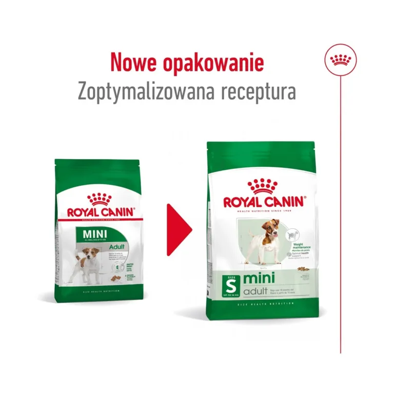 Royal Canin Mini Adult uue ja vana pakendi võrdlus