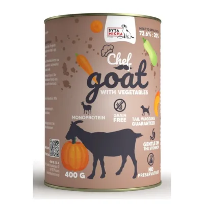 Kitsega märgtoit koertele SYTA MICHA Chef Goat 400g purk