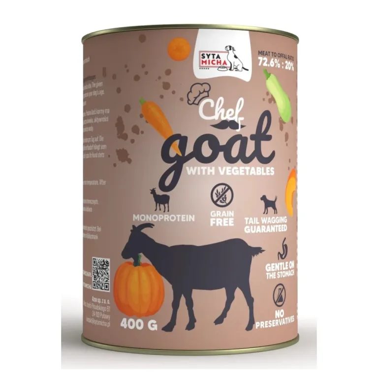 Kitsega märgtoit koertele SYTA MICHA Chef Goat 400g purk