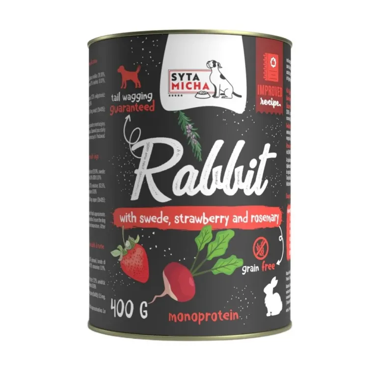 SYTA MICHA küülikulihaga teraviljavaba koeratoit 400g purgis