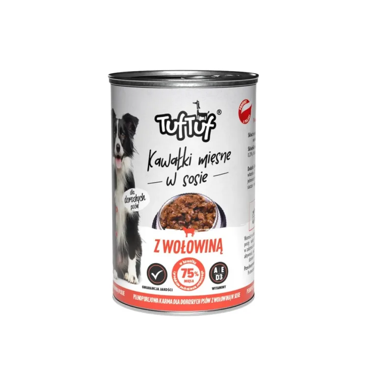 veiselihaga märg koeratoit 415g TufTuf konservpakend