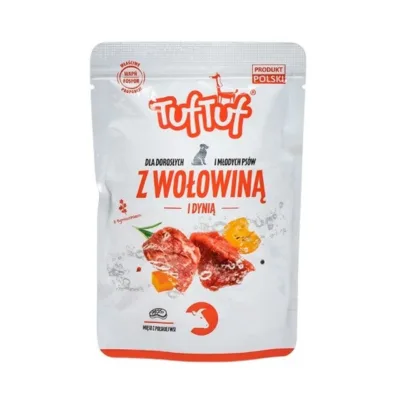 veiseliha ja kõrvitsaga märgtoit koertele BULT TufTuf 300g pakend