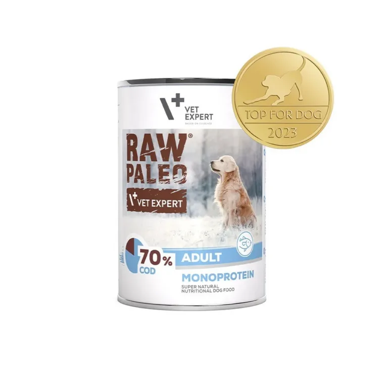 VetExpert Raw Paleo tursaga koeratoidu purk Top for Dog auhinnamärgisega