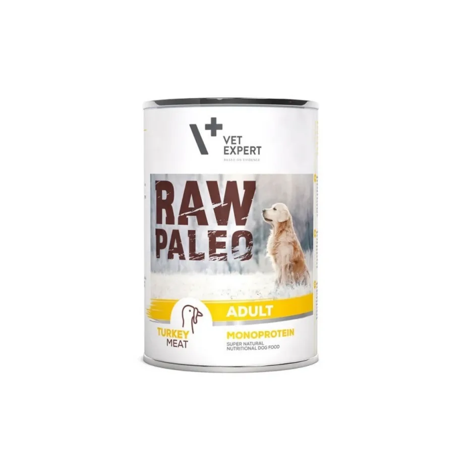 VetExpert Raw Paleo Adult Monoproteiin kalkun 400 g gluteenivaba märgtoit täiskasvanud koertele