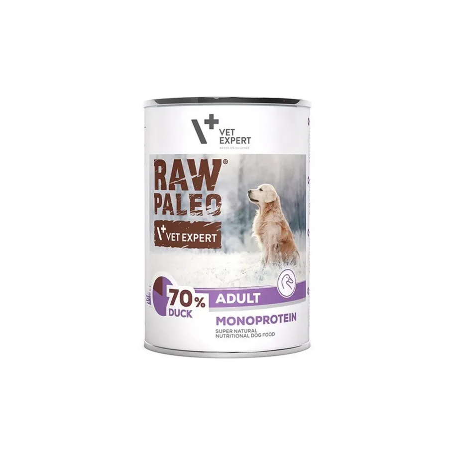 VetExpert Raw Paleo Adult Duck 400 g monoproteiinne märgtoit kõikidele koeratõugudele – 2