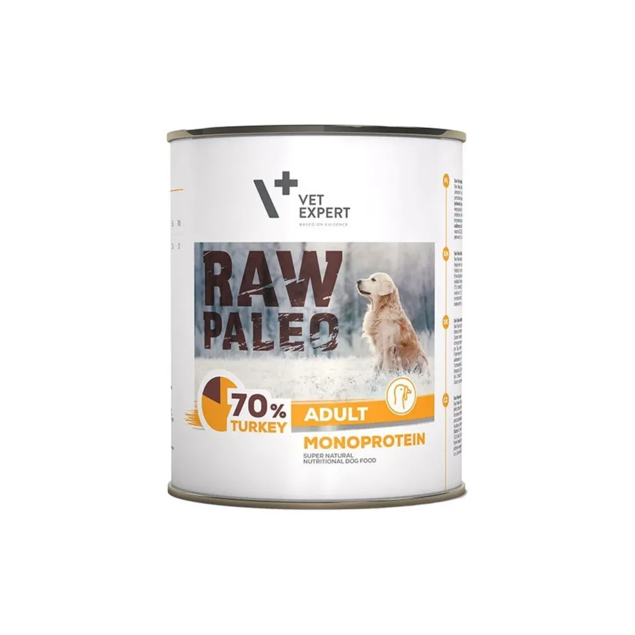 VetExpert Raw Paleo Adult 800 g kalkunimonoproteiiniga teraviljavaba märgtoit koertele