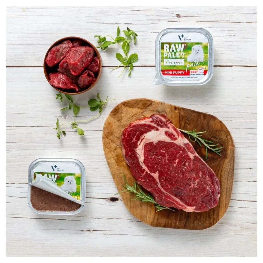 VetExpert Raw Paleo 150 g veiselihaga teraviljavaba märgtoit väikest tõugu kutsikatele – 3