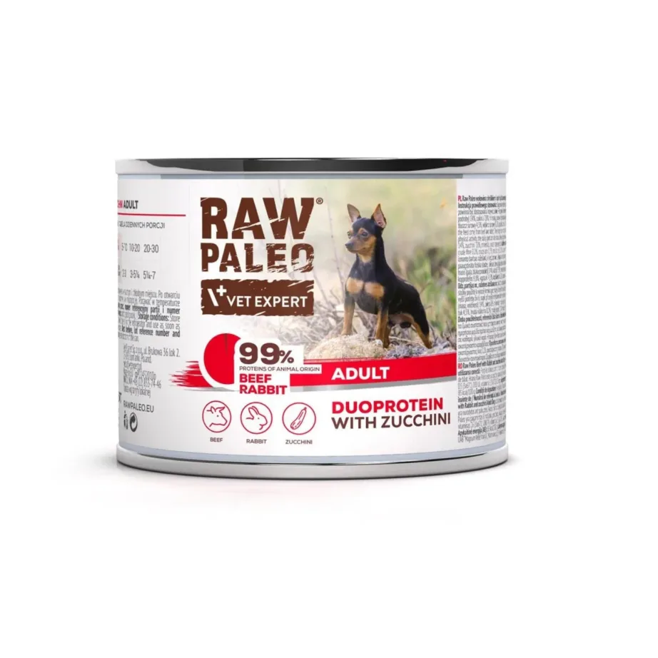 VetExpert RAW PALEO Duoprotein veiseliha ja jänesega märgtoit koertele 200g