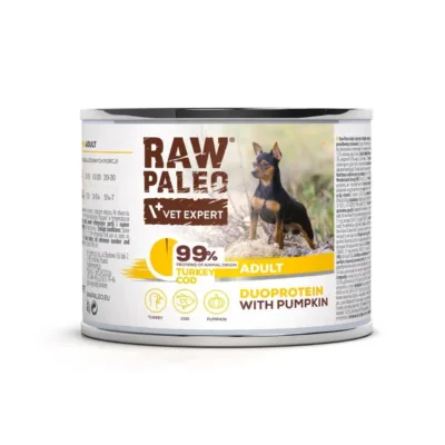 kalkuni ja tursaga koerte märgtoit VetExpert RAW PALEO 200g