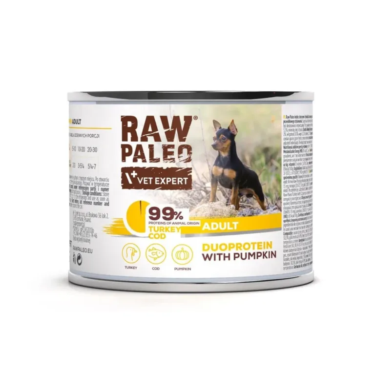 kalkuni ja tursaga koerte märgtoit VetExpert RAW PALEO 200g