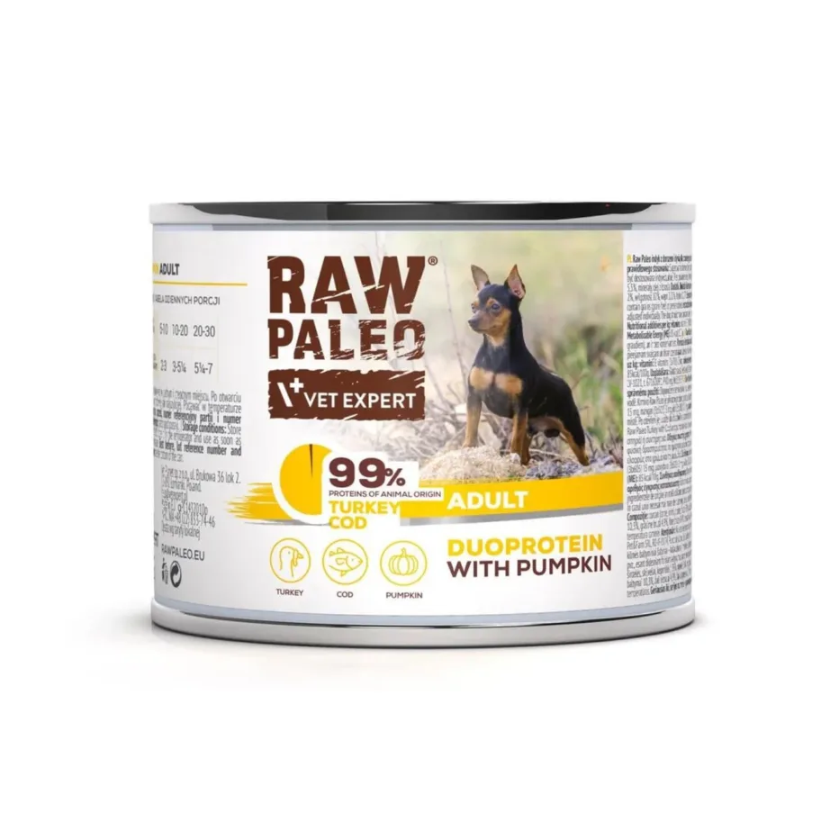 kalkuni ja tursaga koerte märgtoit VetExpert RAW PALEO 200g