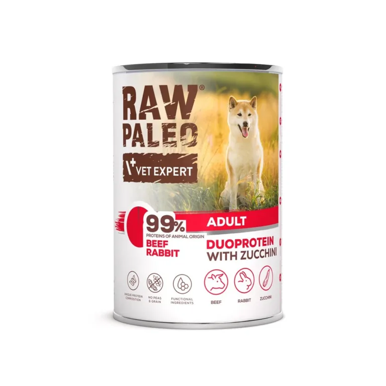 veise- ja küülikulihaga koerte märgtoit VetExpert RAW PALEO 400g