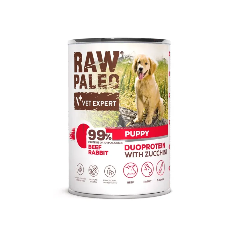 veiseliha ja küüliku märgtoit kutsikale, VetExpert Raw Paleo