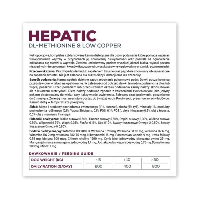 VetExpert Hepatic konserv koertele kasutus- ja toitmisjuhend