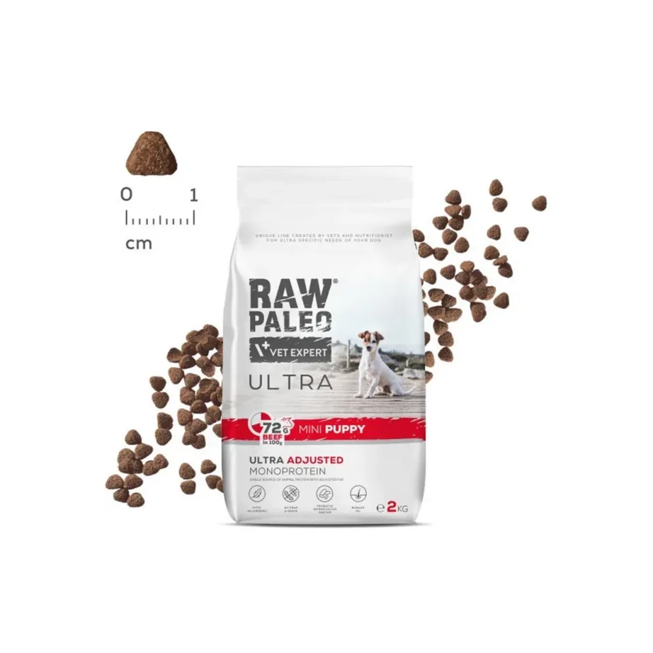 VetExpert Raw Paleo Ultra Mini Puppy Beef 2 kg gluteenivaba kuivtoit väikest tõugu kutsikatele