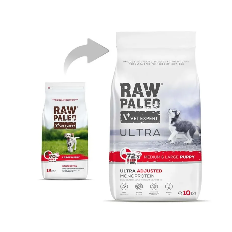 VetExpert Raw Paleo Ultra Medium&Large Puppy Beef 10 kg gluteeni- ja teraviljavaba kuivtoit noortele keskmistele ja suurtele koertele - 2