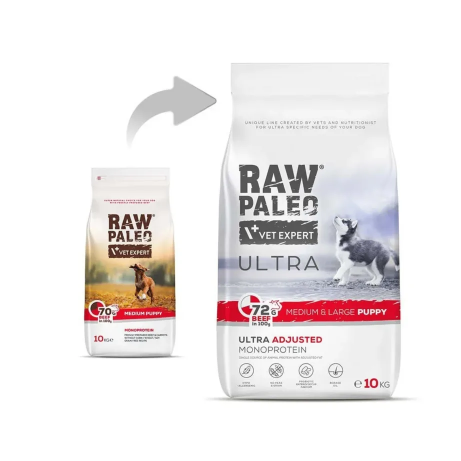 VetExpert Raw Paleo Ultra Medium&Large Puppy Beef 10 kg gluteeni- ja teraviljavaba kuivtoit noortele keskmistele ja suurtele koertele - 3