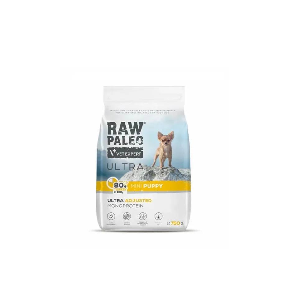 VetExpert Raw Paleo Ultra Mini Puppy Turkey 750 g gluteenivaba kuivtoit kalkuniga väikest tõugu kutsikatele