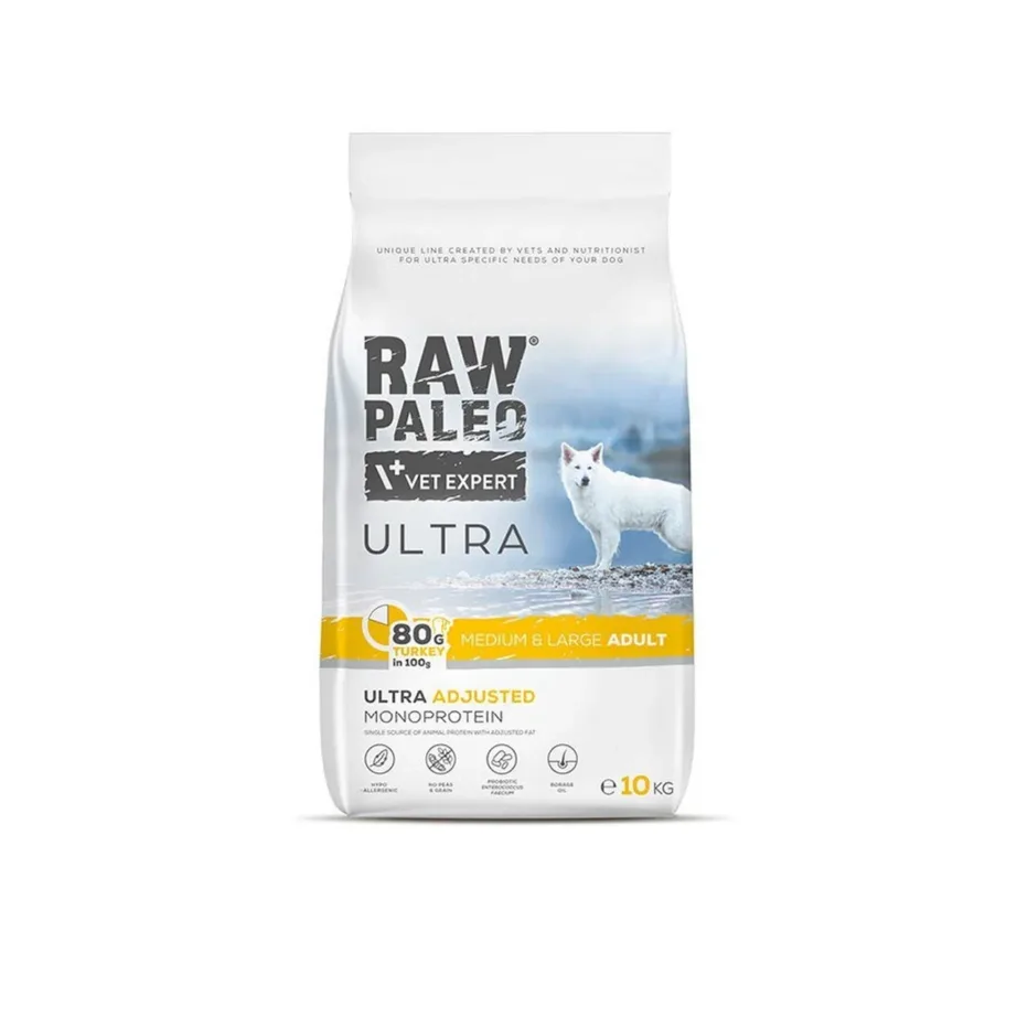 VetExpert Raw Paleo Ultra Medium & Large Turkey 10 kg teraviljavaba kuivtoit täiskasvanud keskmise ja suure tõugu koertele