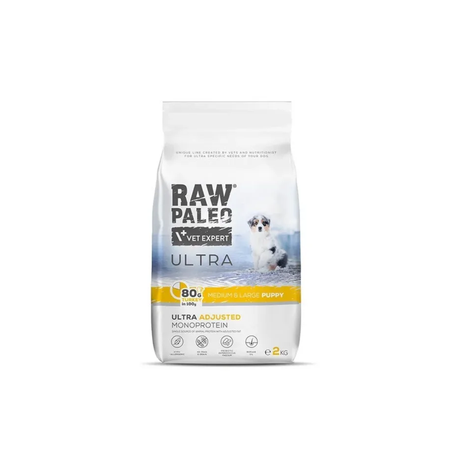 VetExpert Raw Paleo Ultra Medium&Large Puppy Turkey 2 kg gluteenivaba kuivtoit kalkuniga keskmistele ja suurtele kutsikatele