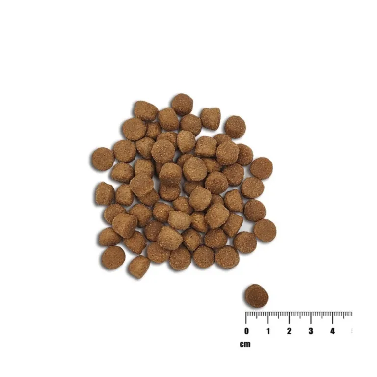 lõhega kutsikate kuivtoit 10 kg, graanulite suurus ja kuju