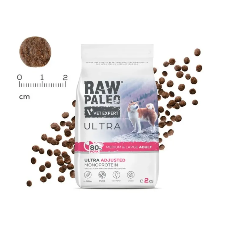 VetExpert Raw Paleo Ultra teraviljavaba sealiha koeratoit graanulite suurus