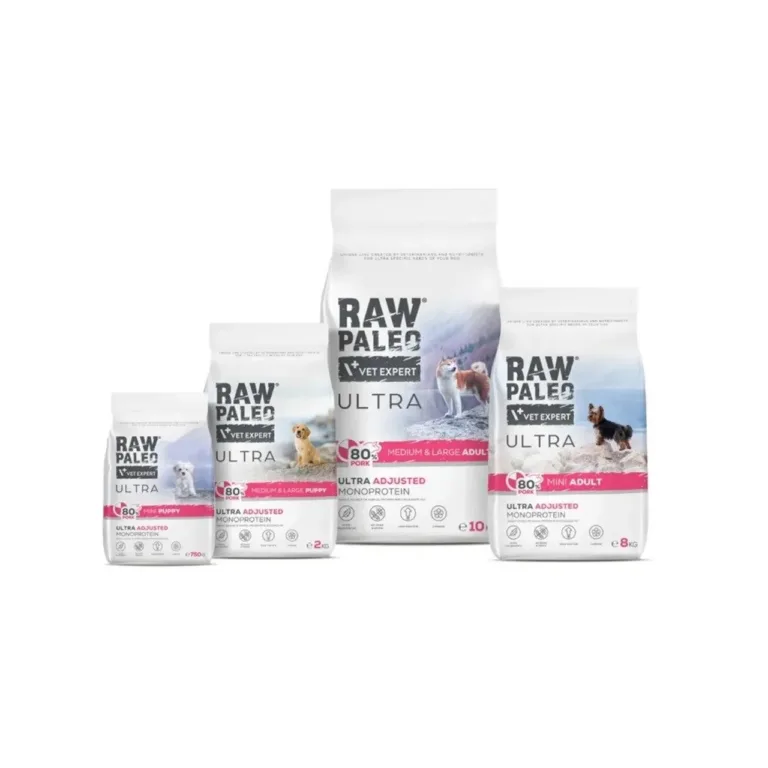 VetExpert Raw Paleo Ultra teraviljavaba sealiha koeratoidu pakendid