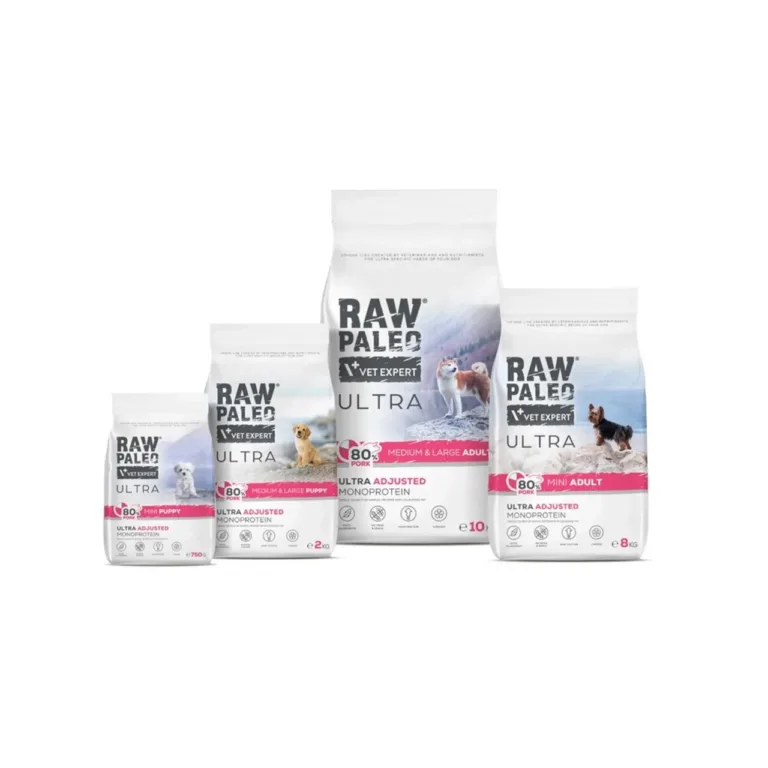 sealihaga kutsikatoit suurtele koertele VetExpert RAW PALEO erinevad kotisuurused
