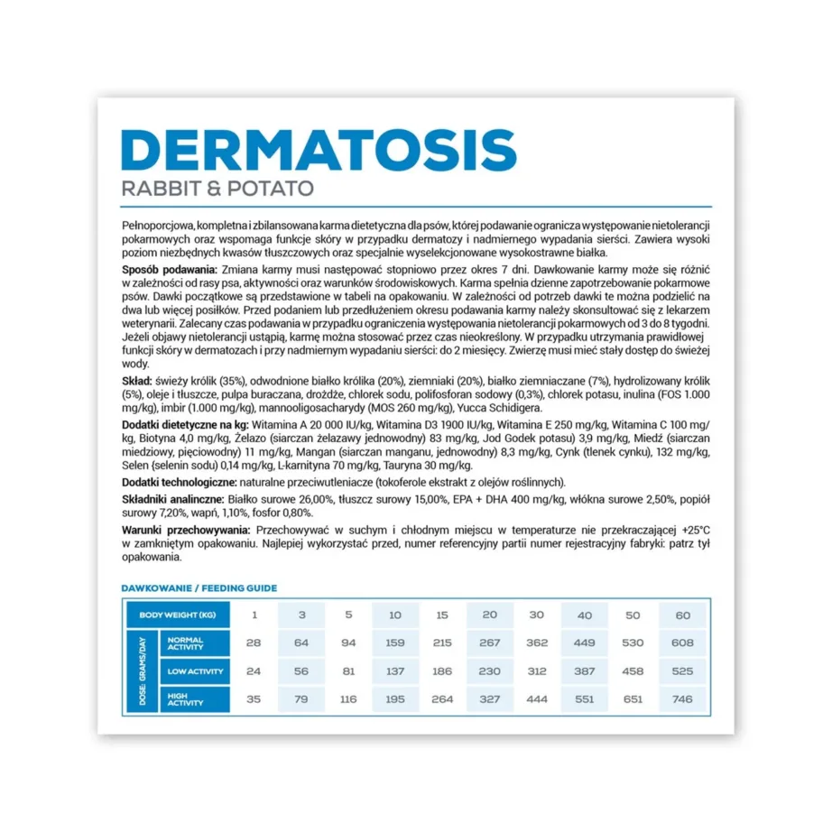 VetExpert Veterinary Diet Dermatosis 12 kg küüliku ja kartuliga gluteenivaba kuivtoit täiskasvanud koertele toiduallergia ja naha toetuseks – 4